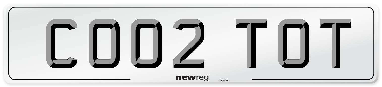 CO02 TOT Number Plate from New Reg